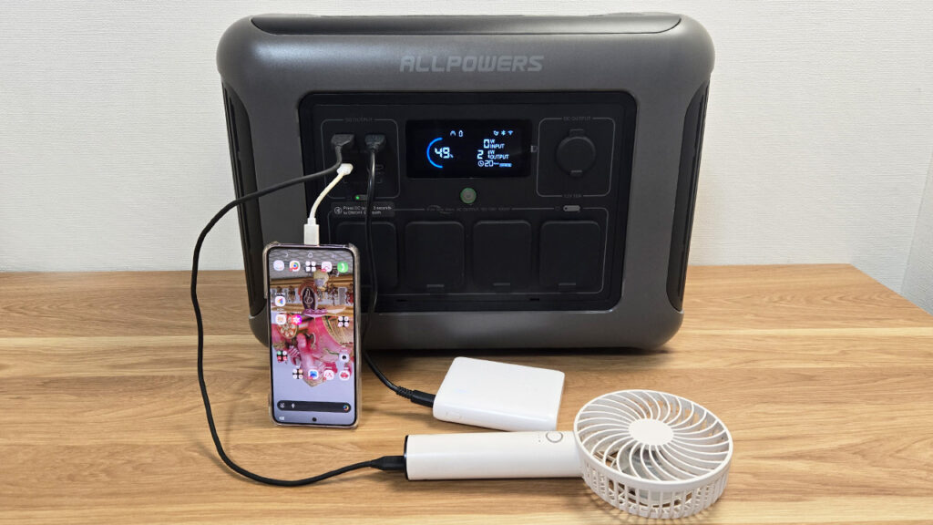 ALLPOWERS R1500LITEのDC出力の様子