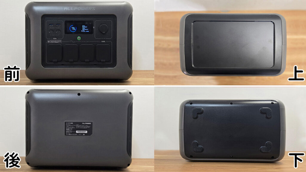 ALLPOWERS R1500LITEの前後上下の様子